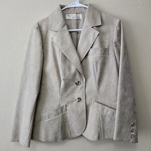 Vintage Adolph‎ Schuman For Lilli Ann Tan Ultra Suede Blazer Medium/Lrg Peplum
